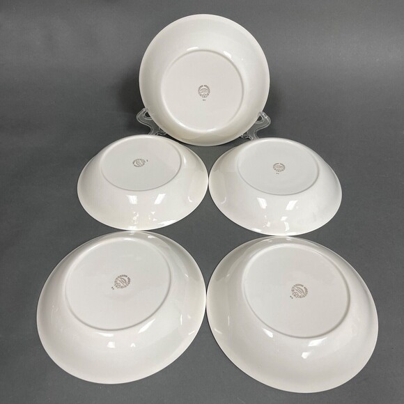 Pope Gosser Encore Soup Cereal Bowls Platinum Trim 7 5/8" across Lot of 5 - Picture 7 of 9